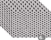Placemats - Zwart - Wit - Stippen - Onderleggers - Placemat - Onderleggers placemats - 45x30 cm - 6 stuks