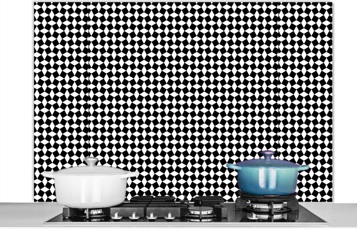 Spatscherm - Keuken achterwand - Design - Zwart - Wit - Patronen - Keuken - 120x80 cm