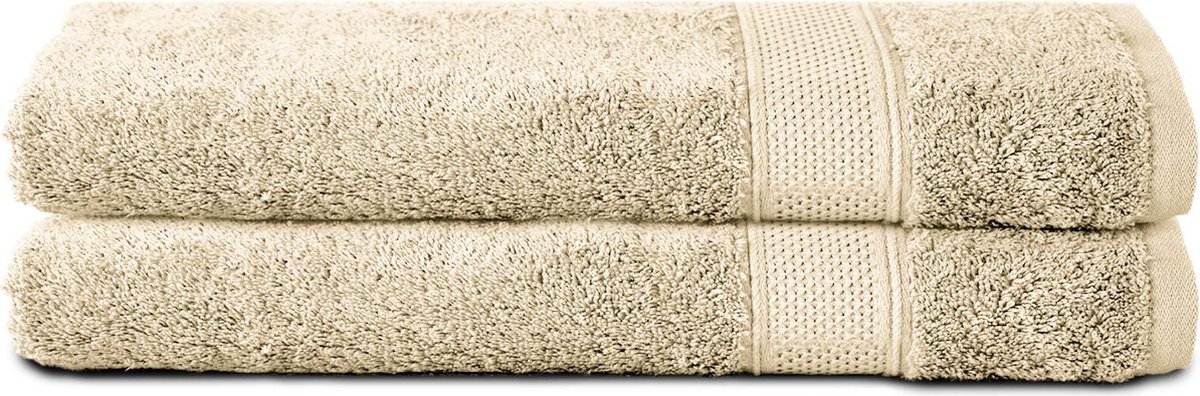 Komfortec 2x Handdoek 50x100 - 100% Katoen – Handdoekenset - Zacht - Zandbeige