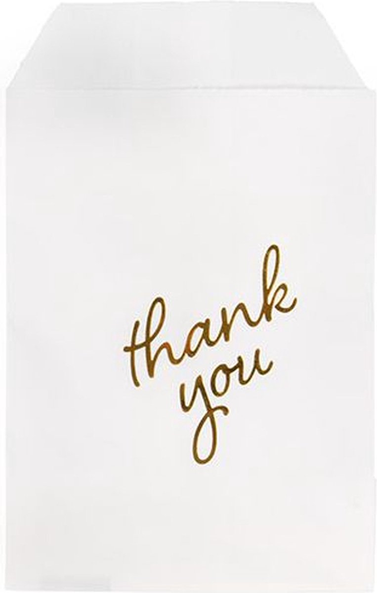 Goedkoopste Paper Zakken Wit Met Goude Thank You Bedrukking 76x127mm - 100 st