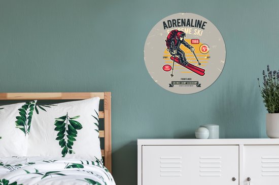 Cercle de papier peint - Ski - Sport - Vintage - 50x50 cm - Cercle de mur