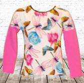 Shirt met vlinder roze -s&C-110/116-Longsleeves meisjes