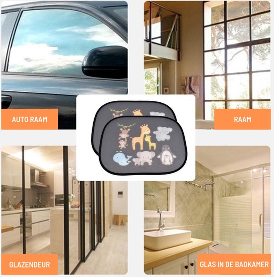 Thuys Zonnescherm Auto Baby - Zonwering Zijruit 2 Stuks - Zonnescherm Kind met Diertjes - 2-pack - Opvouwbaar van Thuys — afbeelding 3