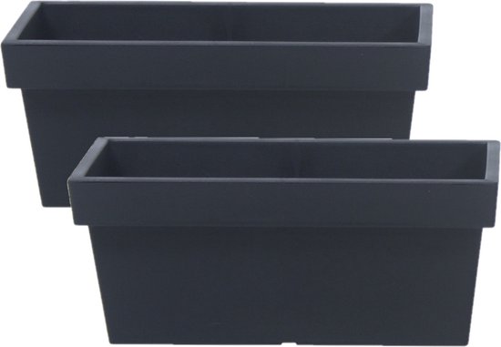 2x stuks stevige terras/balkon plantenbakken/bloembakken kunststof 79 x 35 x 33 cm antraciet grijs voor buiten