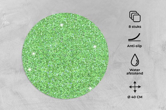 Sets de table ronds - Dessous de verre - Napperons ronds - Olivine - Pierres précieuses - Zodiac - Pierre de naissance - Motifs - 8 pièces