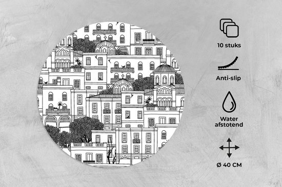 Sets de table ronds - Dessous de verre - Sets de Napperons ronds - Motifs - Athene - Maison - 10 pièces