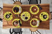 Ronde placemats - Onderlegger - Placemats rond - Peer - Fruit - Vintage - Patronen - 8 stuks
