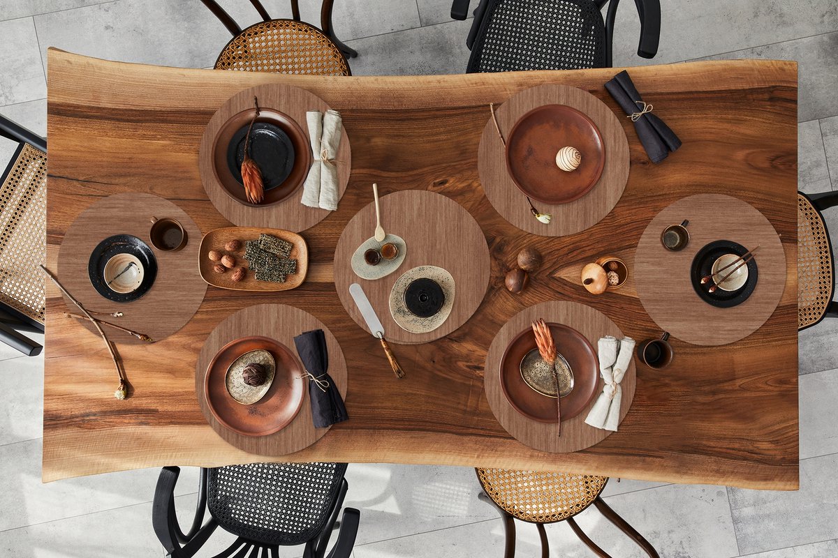 Ronde placemats - Onderlegger - Placemats rond - Hout - Boomstronk - Patronen - 8 stuks