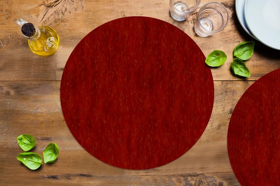 Ronde placemats - Onderlegger - Placemats rond - Roest print - Rood - Patronen - 6 stuks