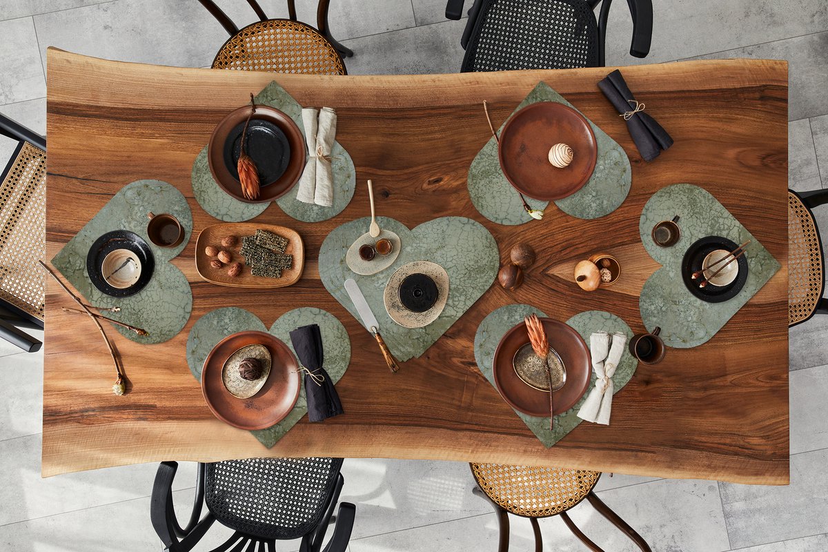 Onderleggers - Placemats - Placemats hartje - Muur - Groen - Olijf - Aarde - 10 stuks