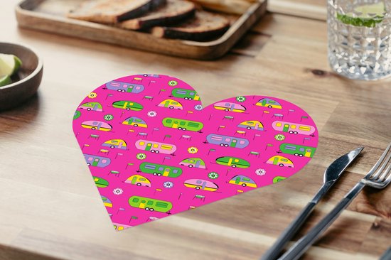 Sous-verres - Napperons de table - Napperons de table coeur - Été - Caravane - Motifs - 6 pièces