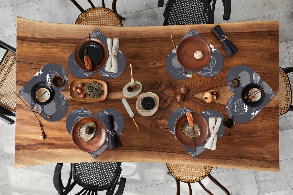 Onderleggers - Placemats - Placemats hartje - Parfum - Ketting - Design - 6 stuks