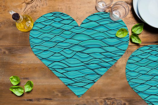 Napperons de table - Napperons de table cœur - Mer - Japon - Blauw - Motifs - 6 pièces