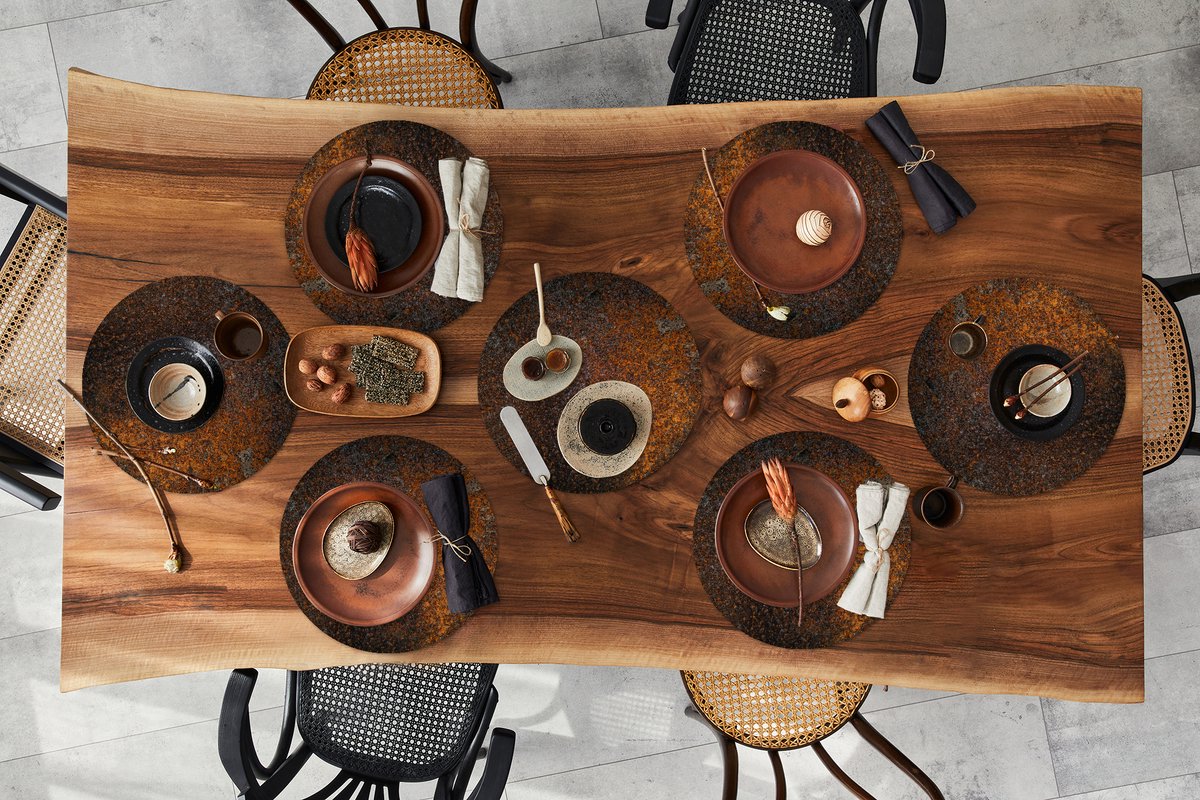 Ronde placemats - Onderlegger - Placemats rond - Roest print - Oranje - Patronen - 8 stuks