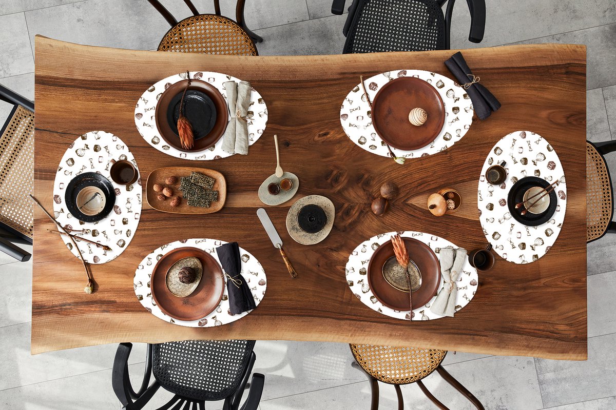 Placemats ovaal - Onderleggers - Ovale placemats - Snoep - Vintage - Chocolade - Design - 6 stuks