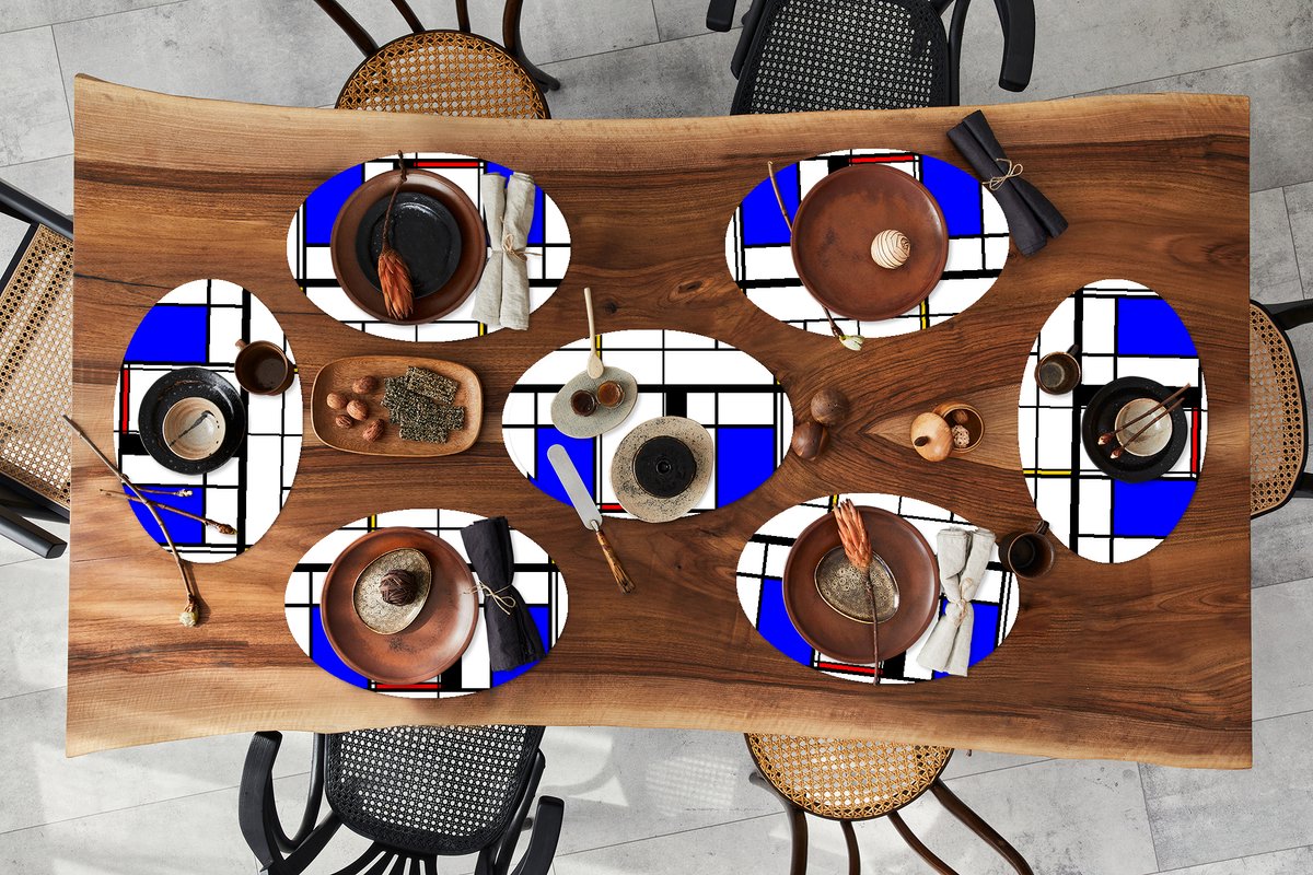 Placemats ovaal - Onderleggers - Ovale placemats - Patronen - Kunst - Abstract - 8 stuks