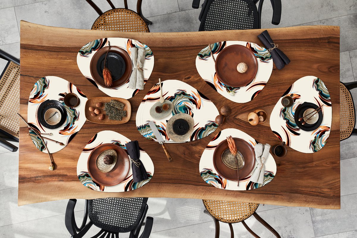 Placemat organisch - Placemats organic - Onderleggers - Patronen - Abstract - Verf - 10 stuks