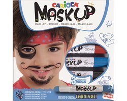 CARIOCA MASK UP "Carnival" Schminkstiften - 3 kleuren (Rood/Blauw/Zwart) - Kindergrime - Uitwasbaar