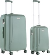 Bol.com CarryOn Skyhopper Kofferset – TSA Handbagage + Reiskoffer 78cm – Dubbele wielen - Olijf aanbieding