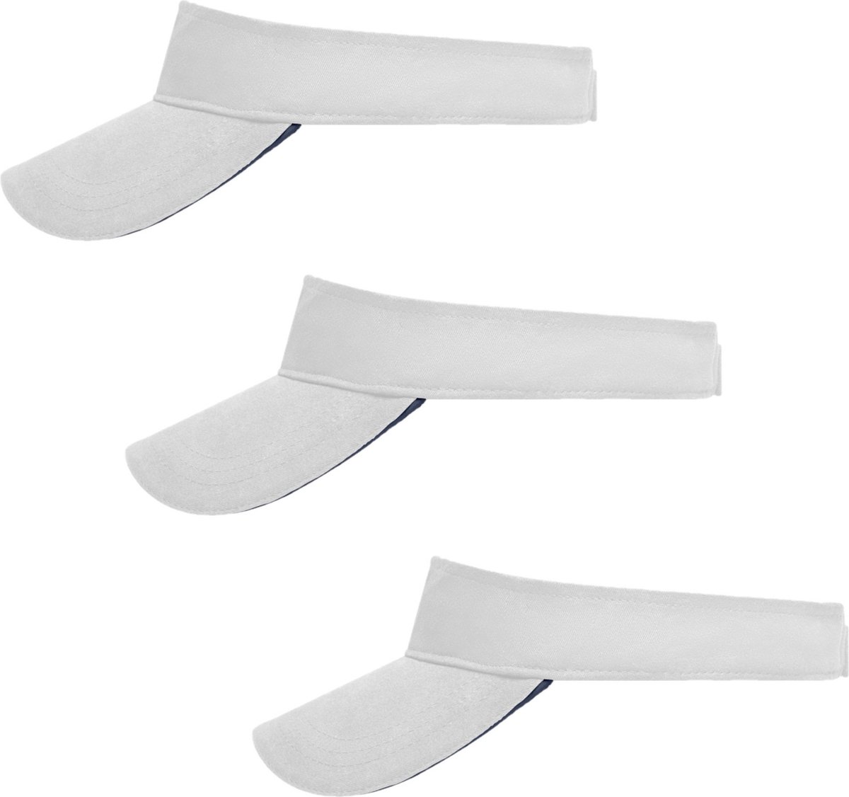 Set van 6x stuks zonneklep wit uni kleuren 47 cm - zonnehoedjes voor volwassenen