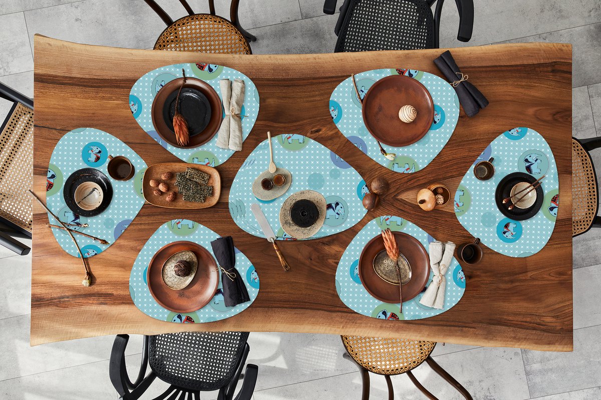 Placemat organisch - Placemats organic - Onderleggers - Olifant - Stippen - Design - 10 stuks