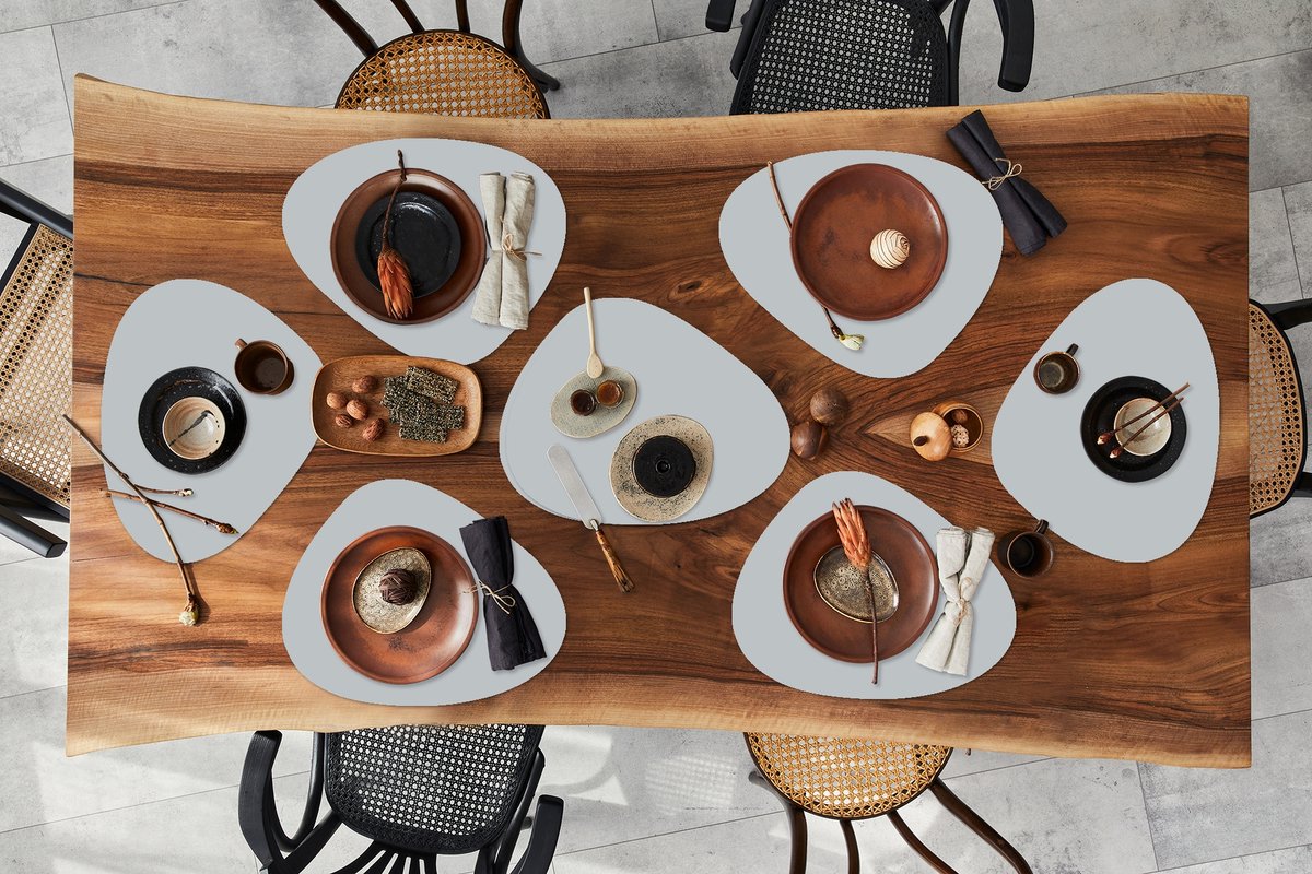 Placemat organisch - Placemats organic - Onderleggers - Interieur - Grijs - Licht - 8 stuks