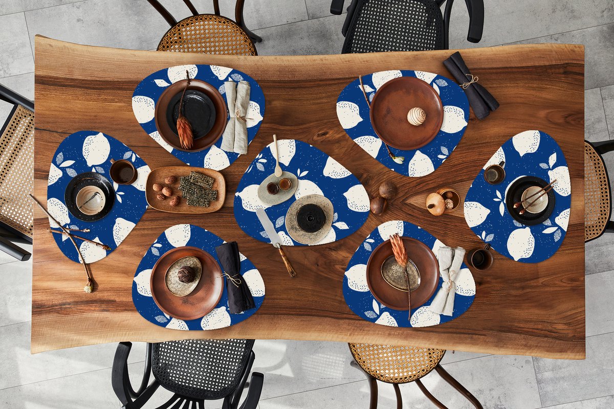 Placemat organisch - Placemats organic - Onderleggers - Design - Citroen - Fruit - 8 stuks