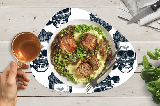 Placemat organisch - Placemats organic - Onderleggers - Puber - Skull - Pijp - Patronen - 6 stuks