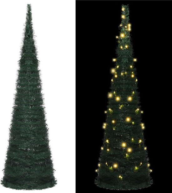 vidaXL - Kunstkerstboom - met - verlichting - pop-up - 150 - cm - groen