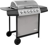 Bol.com vidaXL Gasbarbecue met 6 branders zwart en zilverkleurig aanbieding