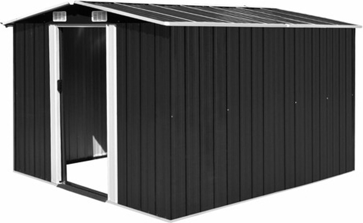 vidaXL Tuinschuur 257x298x178 cm metaal antracietkleurig