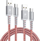 DUX DUCIS TYPE C Naar USB Kabel  2A 1M+2M KII-PRO 2IN1 NYLON RED