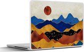 Laptop sticker - 15.6 inch - Marmer - Goud - Blauw - 36x27,5cm - Laptopstickers - Laptop skin - Cover
