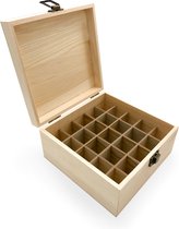 BELLAVITA Etherische Oliën Doos - Opbergdoos - Essential Oil Box - Storage box - 25 vaks - 5-15ml - Houten doos - Opbergen - Opslag - Hout - Olie - Etherische Oliën