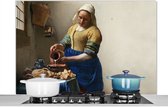 Spatscherm Keuken - Kookplaat Achterwand - Spatwand Fornuis - 120x80 cm - Het melkmeisje - Kunst - Oude meesters - Vermeer - Aluminium - Wanddecoratie - Muurbeschermer - Hittebestendig