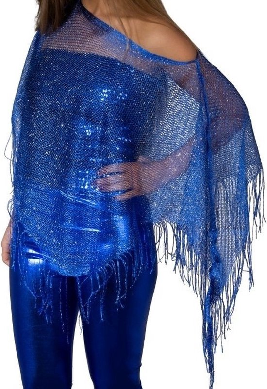 keland Zwarte Gothic Victoriaanse natuurlijke veer-kap-sjaal stola poncho met kraag, blauw, Eén maat