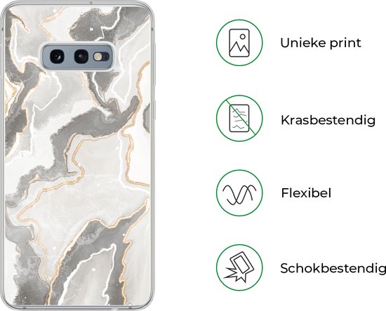 Coque Samsung Galaxy S10e - Marbre - Marron - Grijs - Coque de téléphone en Siliconen