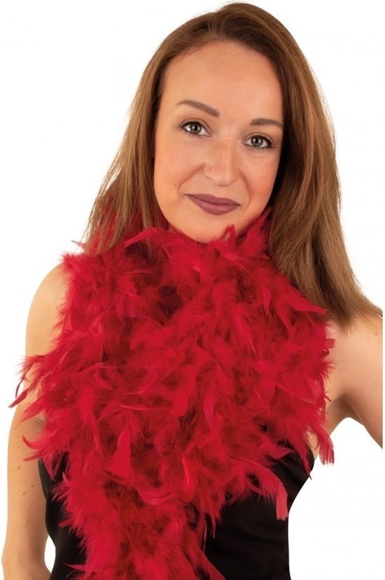 Verkleed veren Boa - donkerrood - 180 cm - Carnaval accessoires - Veertjes - 50 grams kwaliteit