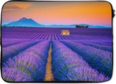 Laptophoes 13 inch - Lavendel - Paars - Bloemen - Laptop sleeve - Binnenmaat 32x22,5 cm - Zwarte achterkant