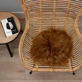 WOOOL® Schapenvacht Chairpad - IJslands Rood Bruin (38cm) ROND - Stoelkussen - 100% Echt - Eenzijdig