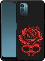 Nokia G11/G21 Hoesje Zwart Red Skull - Designed by Cazy