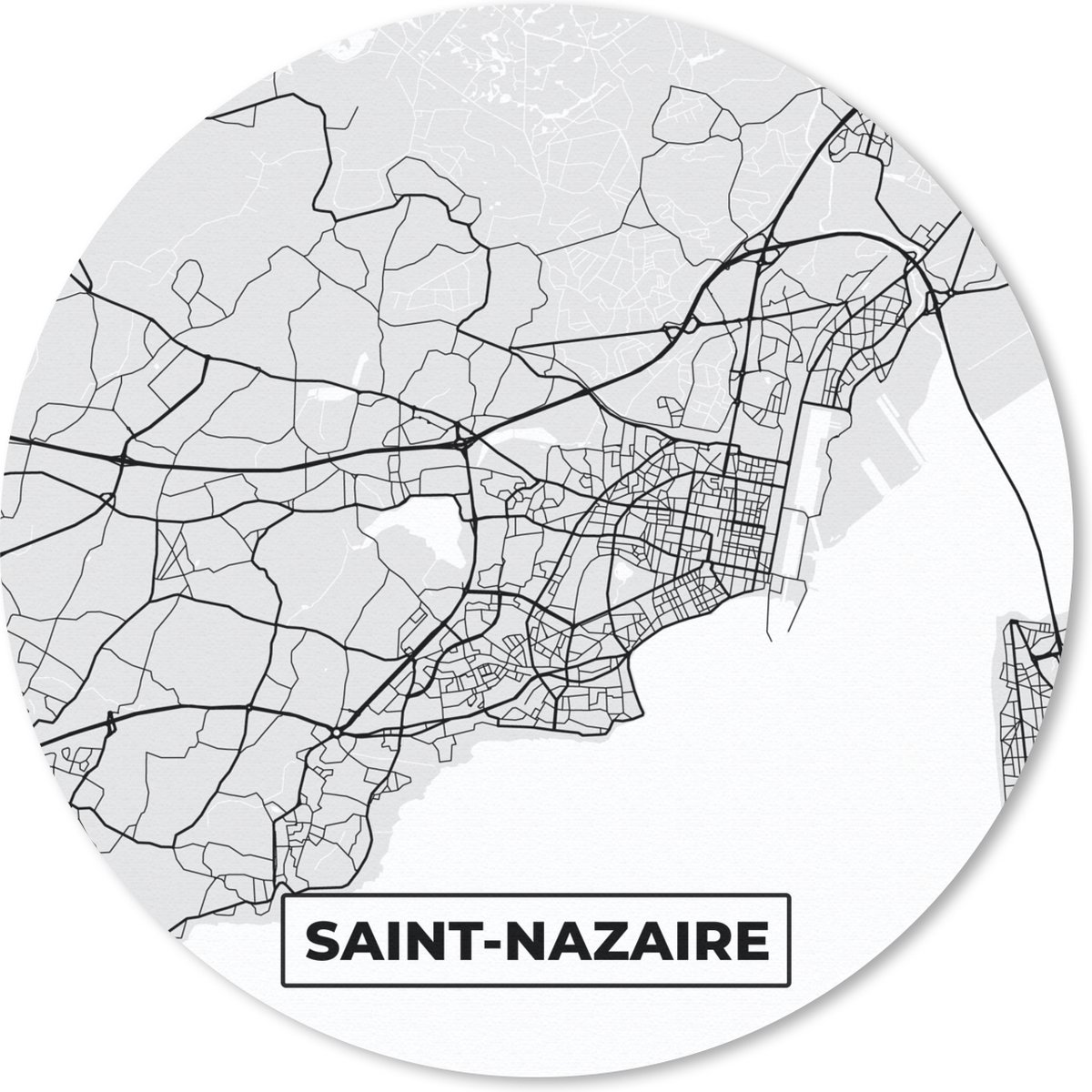 Muismat rond 40x40 cm - Mousepad Saint-Nazaire - Plattegrond - Frankrijk - Kaart - Stadskaart - Ronde muismatten - Stadskaart
