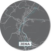 Muismat - Mousepad - Rond - Plattegrond – Jena – Blauw – Stadskaart – Kaart - Duitsland - 30x30 cm - Ronde muismat