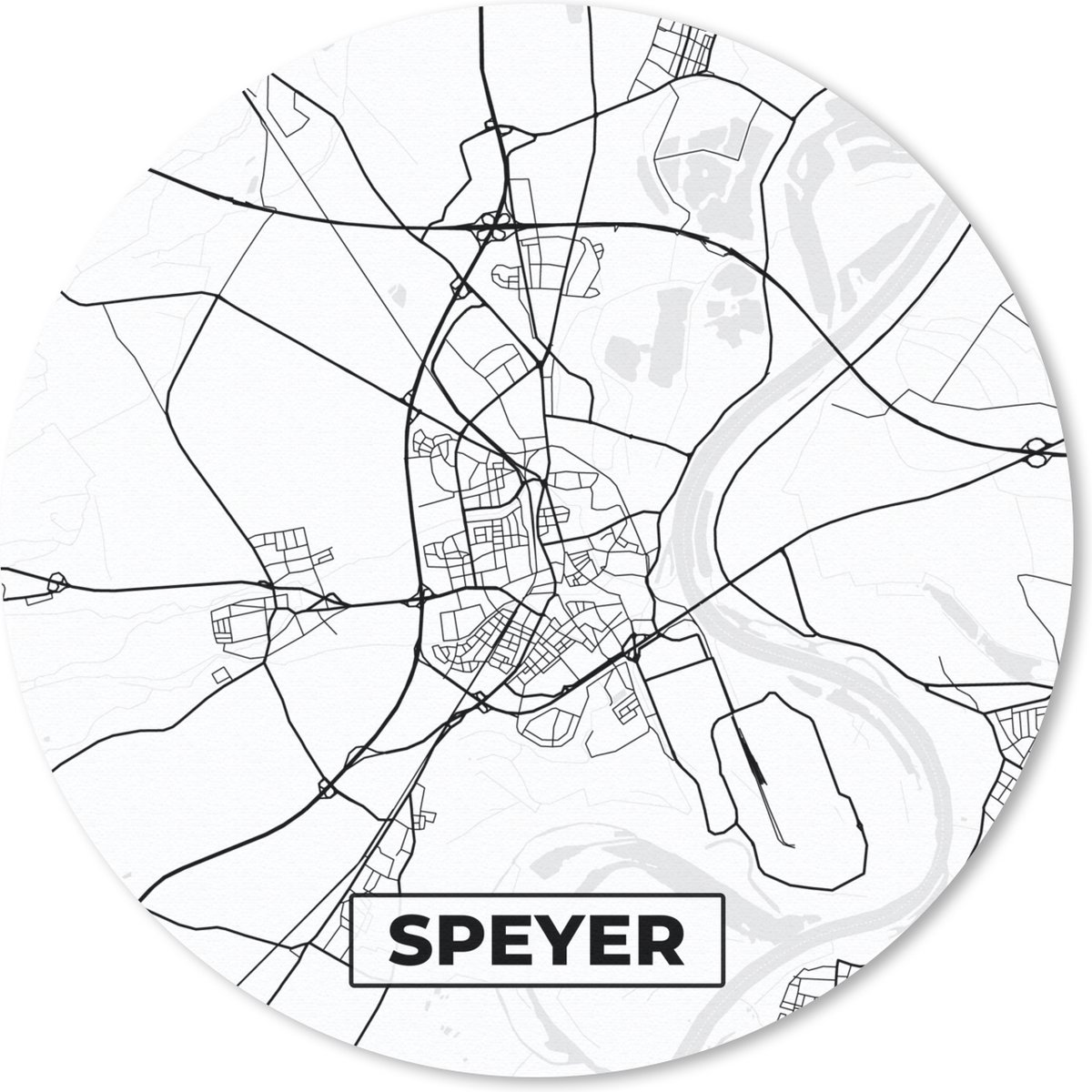 Muismat - Mousepad - Rond - Stadskaart - Speyer - Plattegrond - Kaart - 50x50 cm - Ronde muismat