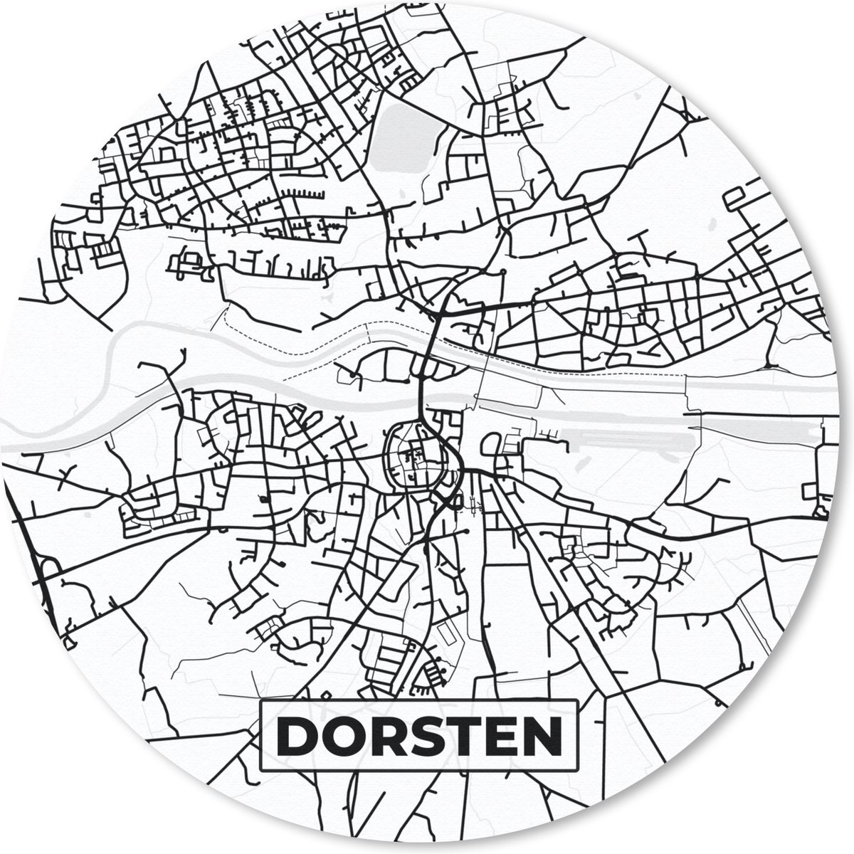 Muismat rond 40x40 cm - Mousepad Plattegrond - Dorsten - Stadskaart - Kaart - Ronde muismatten - Stadskaart