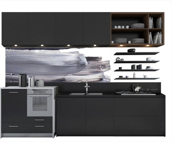 Relatief oriëntatie vrijheid Keuken achterwand behang - Waterafstotend - Verf - Zwart - Design - 150x50  CM -... | bol.com