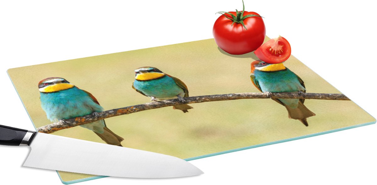Glazen Snijplank - 39x28 - Vogels - Dieren - Bijeneter - Snijplanken Glas