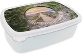Broodtrommel Wit - Lunchbox - Brooddoos - Brug - Zee - Doorkijk - Zomer - 18x12x6 cm - Volwassenen