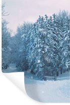 Muurstickers - Sticker Folie - Bos - Sneeuw - Winter - 40x60 cm - Plakfolie - Muurstickers Kinderkamer - Zelfklevend Behang - Zelfklevend behangpapier - Stickerfolie