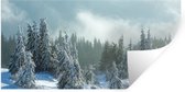 Muurstickers - Sticker Folie - Bos - Sneeuw - Winter - 120x60 cm - Plakfolie - Muurstickers Kinderkamer - Zelfklevend Behang - Zelfklevend behangpapier - Stickerfolie